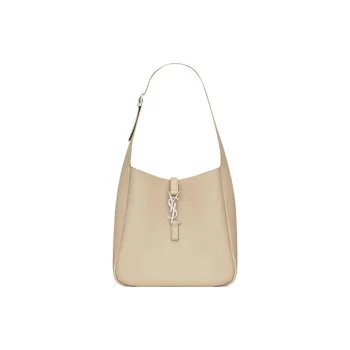 SAINT LAURENT LE5A7 Leather Hobo Bag, Handbag, Shoulder Bag Women's Sea Salt Color