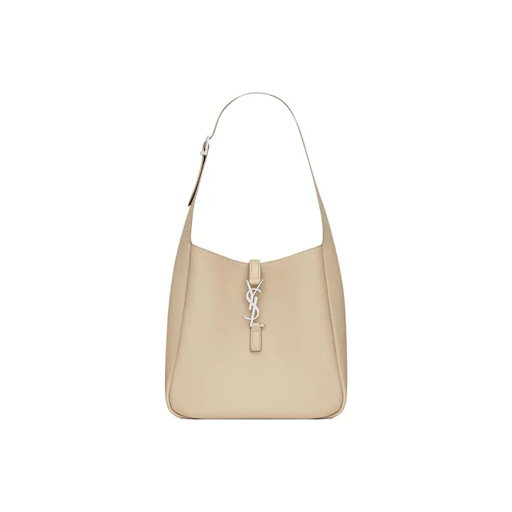 SAINT LAURENT LE5A7 Leather Hobo Bag, Handbag, Shoulder Bag Women's Sea Salt Color-0
