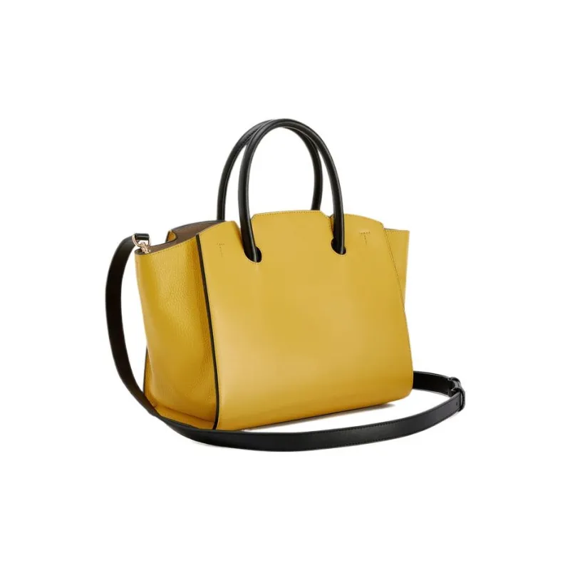 Furla Soft Calfskin Tote Bag Shopping Bag Shoulder Bag Crossbody Bag Handbag Women's Yellow/Black-2