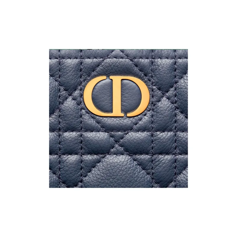 DIOR Caro Cow Leather Portable Clutch Large Size Women's Deep Sea Blue-4