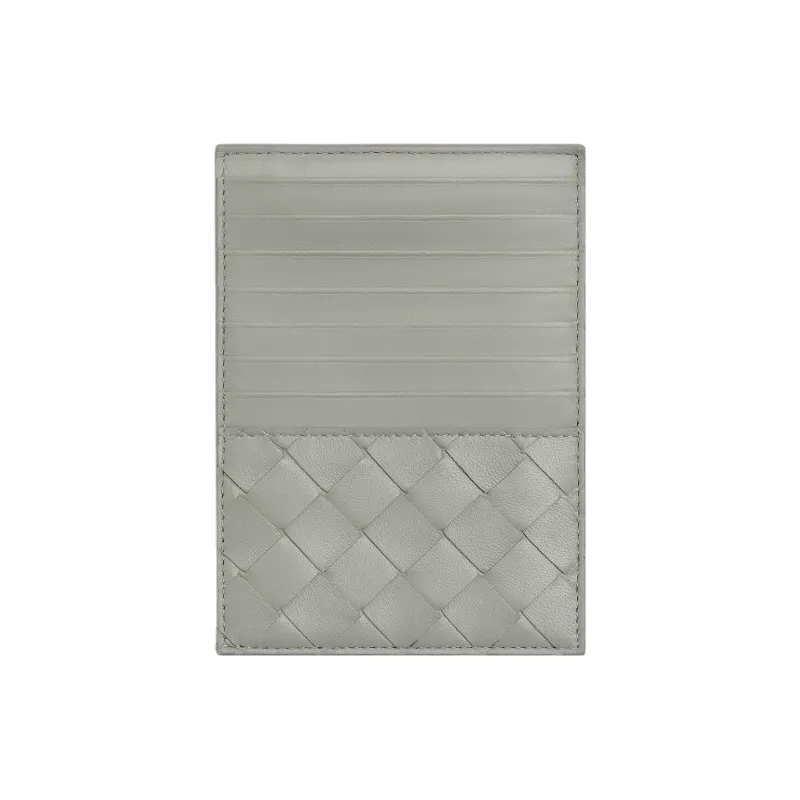 Bottega Veneta Intrecciato Sheepskin Card Holder Passport Holder Women's Agate Gray-0