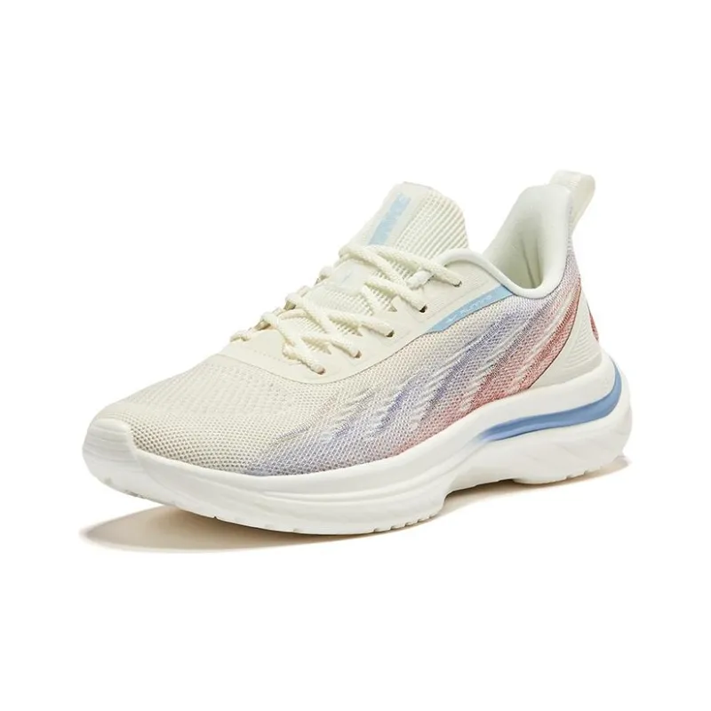 Erke Cushioning Wear-Resistant Low-Top Running Shoes Women's White Blue-1