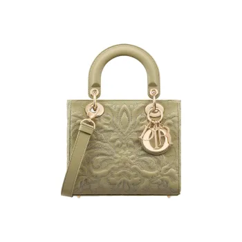DIOR Lady Dior Lambskin Shoulder Bag Crossbody Bag Handbag Small Size Women's Sage Green