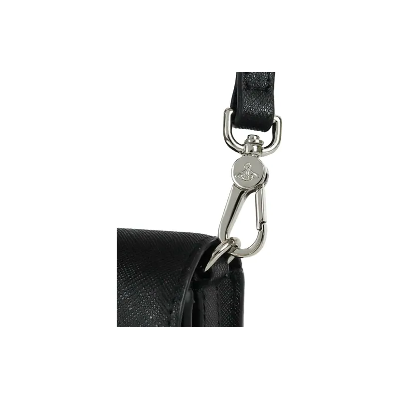 Vivienne Westwood Cow Leather Shoulder Bag, Crossbody Bag, Cell Phone Pouch Women's Black-4