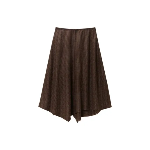 OVV Casual Short Skirts Women's Dark Brown Plaid A8-1