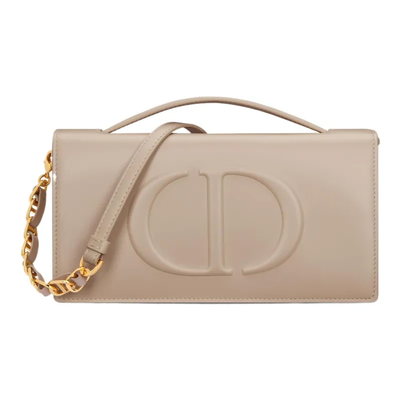 DIOR Cow Leather Shoulder Bag, Crossbody Bag Mini Women's Pink Beige-0