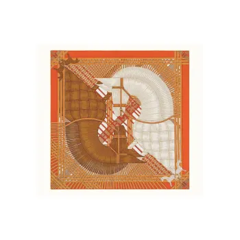 HERMES Masan & Masan Silk Scarves Women's Orange