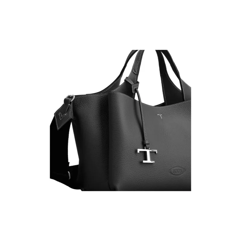 TOD'S Leather Shoulder Bag Crossbody Bag Handbag Mini Women's Black-4