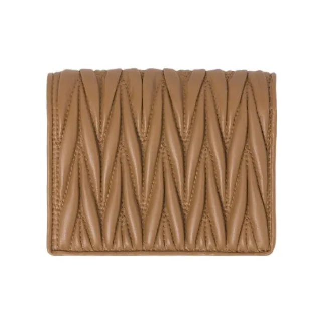 MIU MIU Matelassé Leather Wallet Trumpets Women's Caramel Brown-2