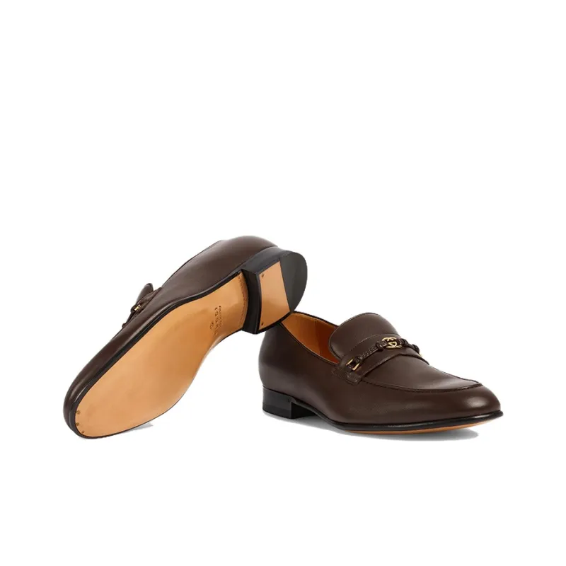 GUCCI Interlocking G Leather Loafers-4