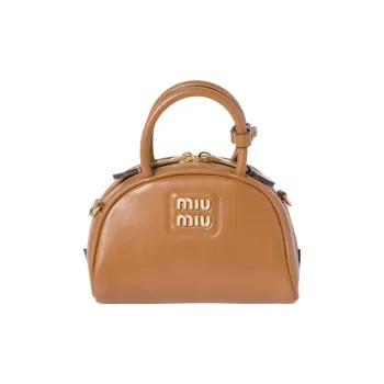 MIU MIU Leather Shoulder Bag Crossbody Bag Handbag Women's Brown