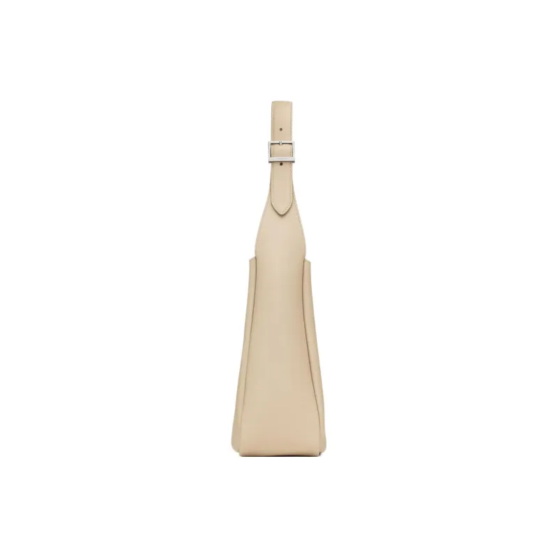 SAINT LAURENT LE5A7 Leather Hobo Bag, Handbag, Shoulder Bag Women's Sea Salt Color-2