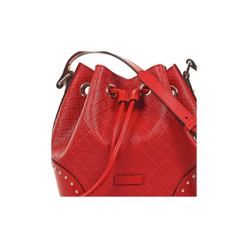 GUCCI Leather Bucket Bags Shoulder Bag Crossbody Bag Regular Women's Red-4