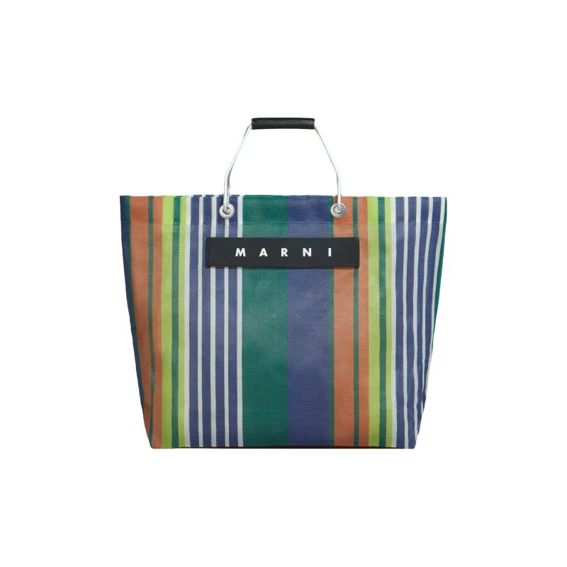 MARNI Polyethylene With Cow Leather Patchwork Tote Bag Shopping Bag Handbag Women's Light Blue/Multicolor-0