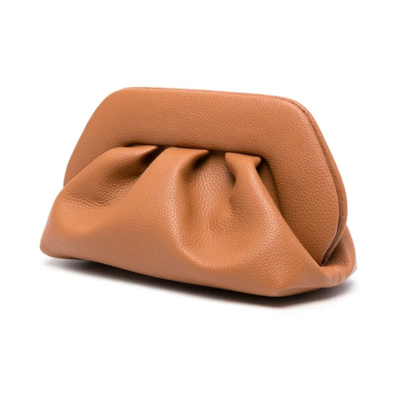 THEMOIRE Bios Calfskin One Shoulder Crossbody Clutches Women's Caramel Brown-1