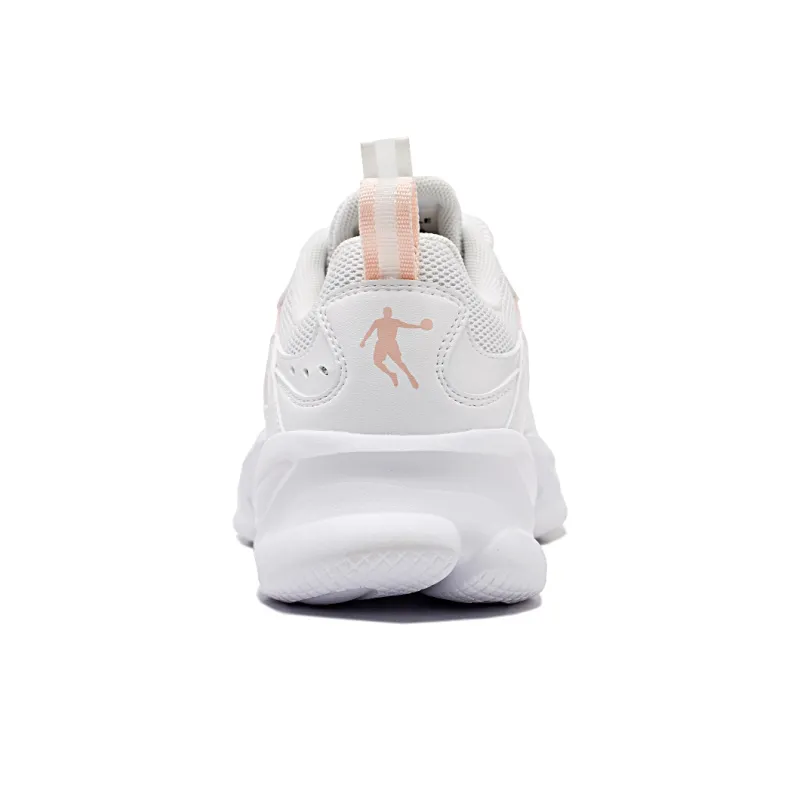 QIAODAN Anti Slip And Wear Resistant Breathable Low Top Running Shoes Women's Jordan White Enamel Pink-3
