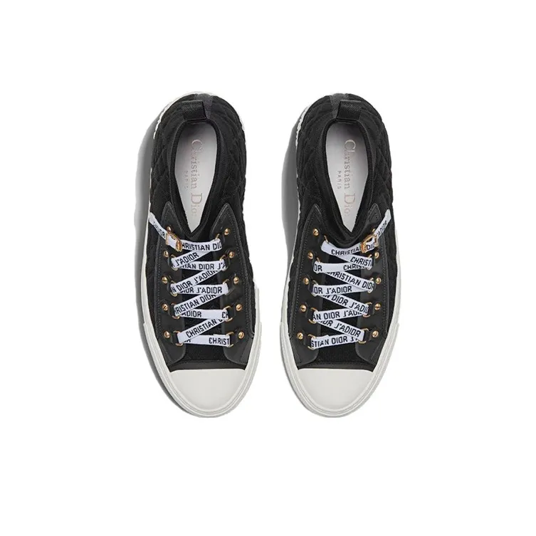 DIOR Walk'n'Dior Platform Shoes High Top Stylish Skateboarding Shoes Women's Black-3