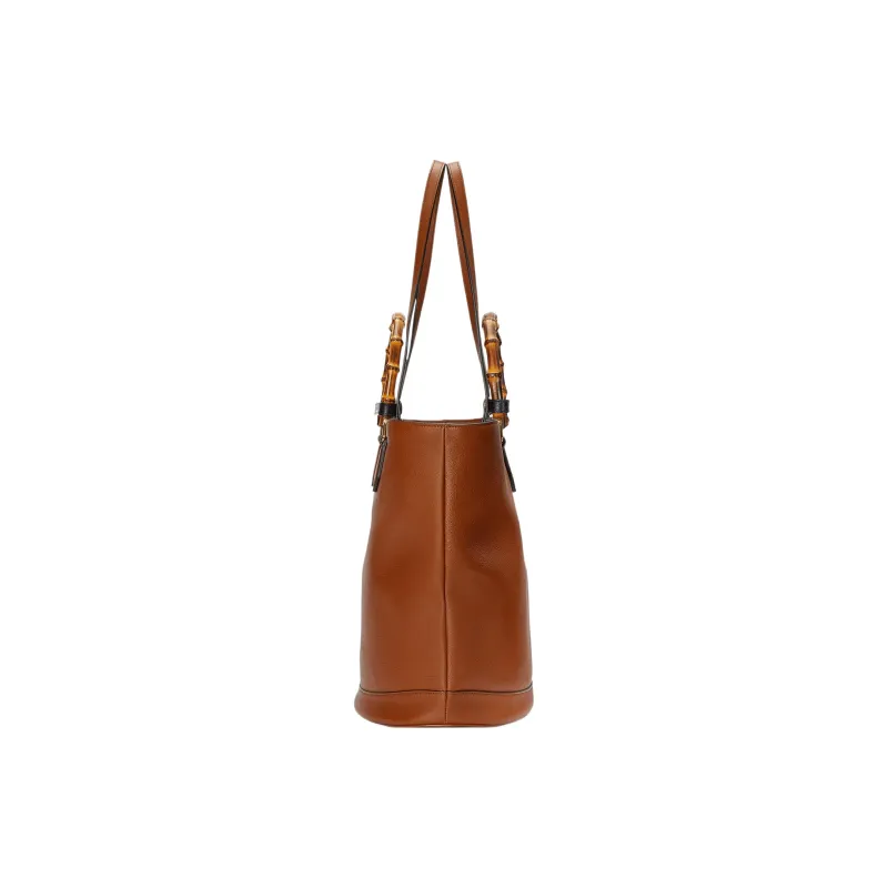 GUCCI Diana Leather Tote Bag Shopping Bag Shoulder Bag Handbag Large Size Women's Brown-4
