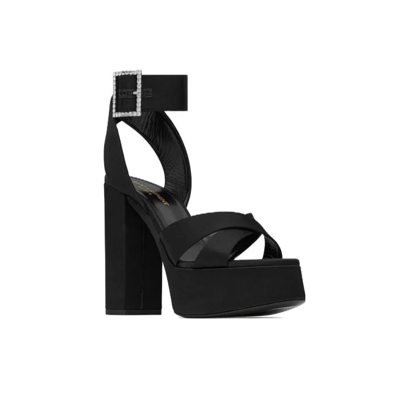 SAINT LAURENT Bianca Platform Sandals Black Women's-3