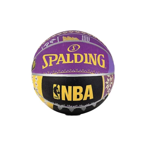 SPALDING Rubber Basketball Yellow Purple Black Size 7 Ball Training Unisex