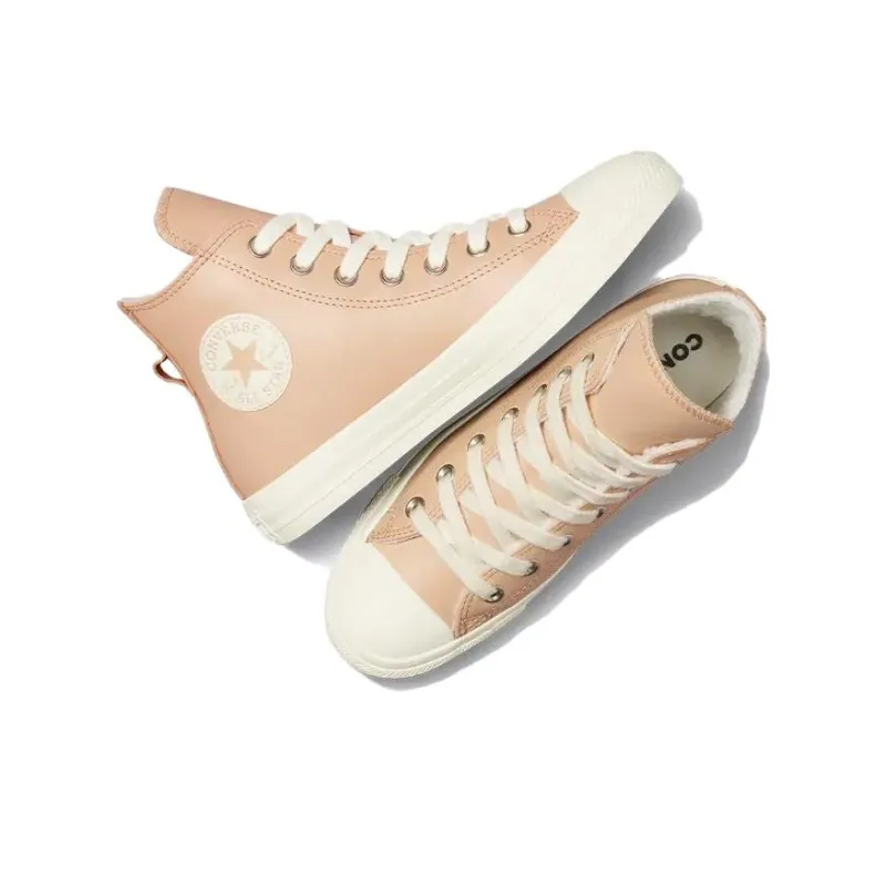 Converse Women's Chuck Taylor All Star Leather High 'Faux Fur Lining Epic Dune Egret' Women's-4