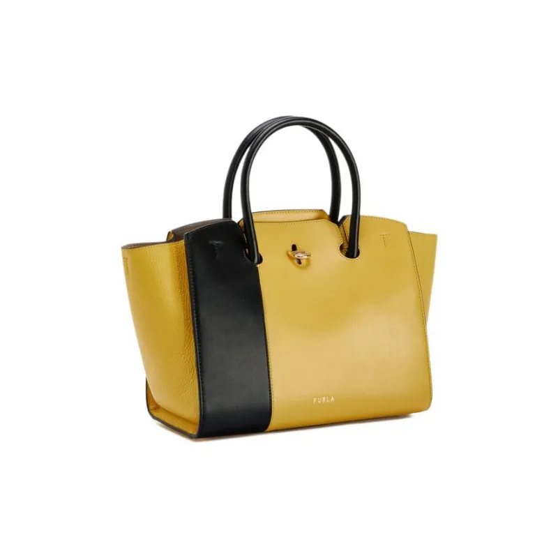 Furla Soft Calfskin Tote Bag Shopping Bag Shoulder Bag Crossbody Bag Handbag Women's Yellow/Black-1