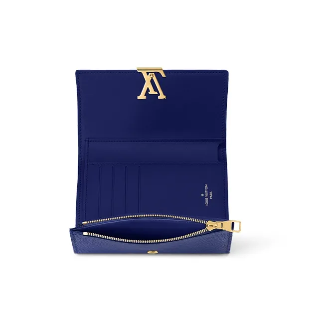LOUIS VUITTON Capucines Taurillon Leather Capson Wallet Regular Women's Enamel Blue-3
