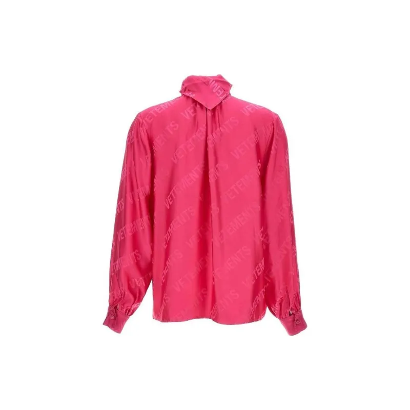 Vetements Monogram Detailed Tie Neck Blouse-1