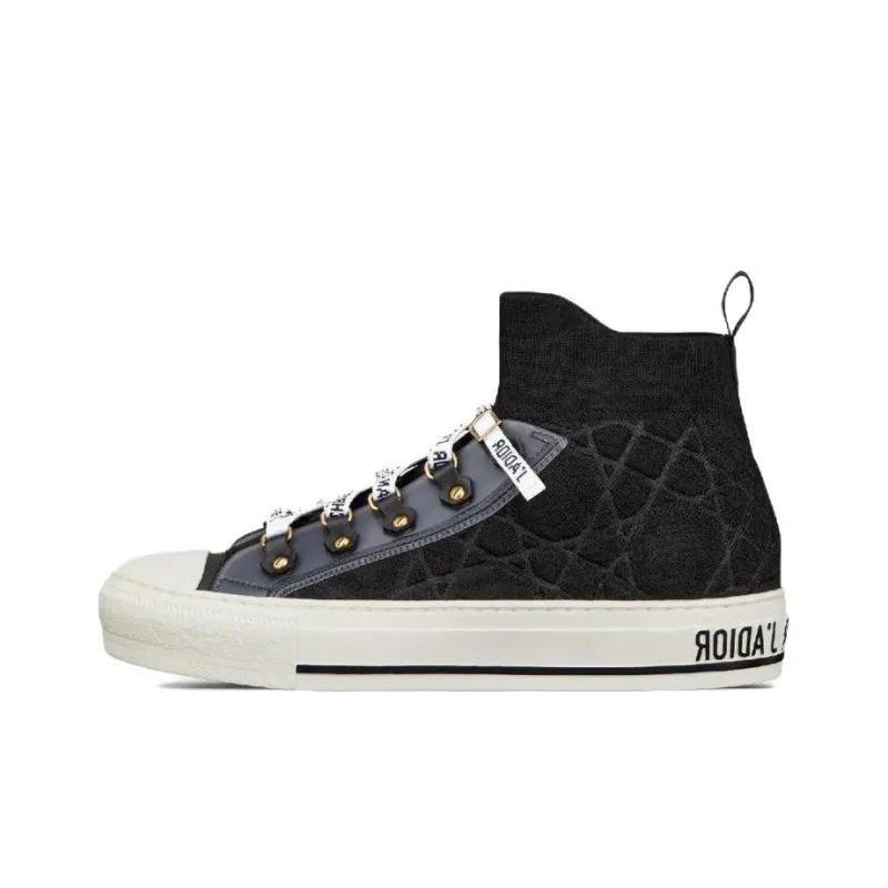 DIOR Walk'n'Dior Platform Shoes High Top Stylish Skateboarding Shoes Women's Black-0
