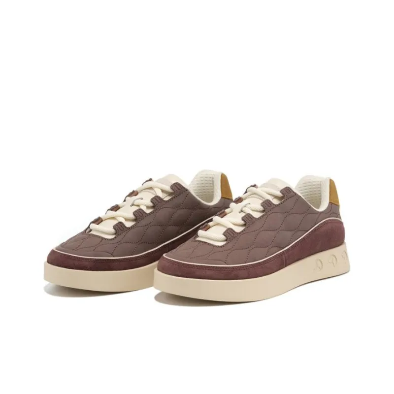 LI NING 1990 Classic Collection Abrasion Resistant Low Top Skateboard Shoes Women's Umber Red-2