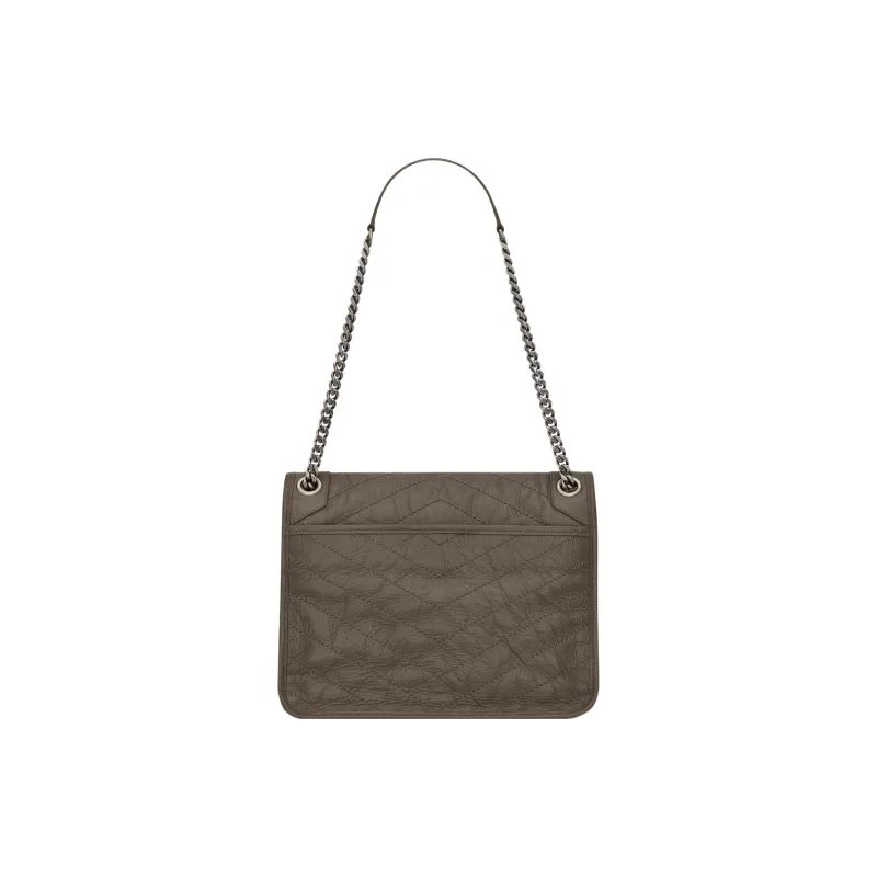 SAINT LAURENT Cow Leather Handbag Shoulder Bag Women's Dark Brown-4