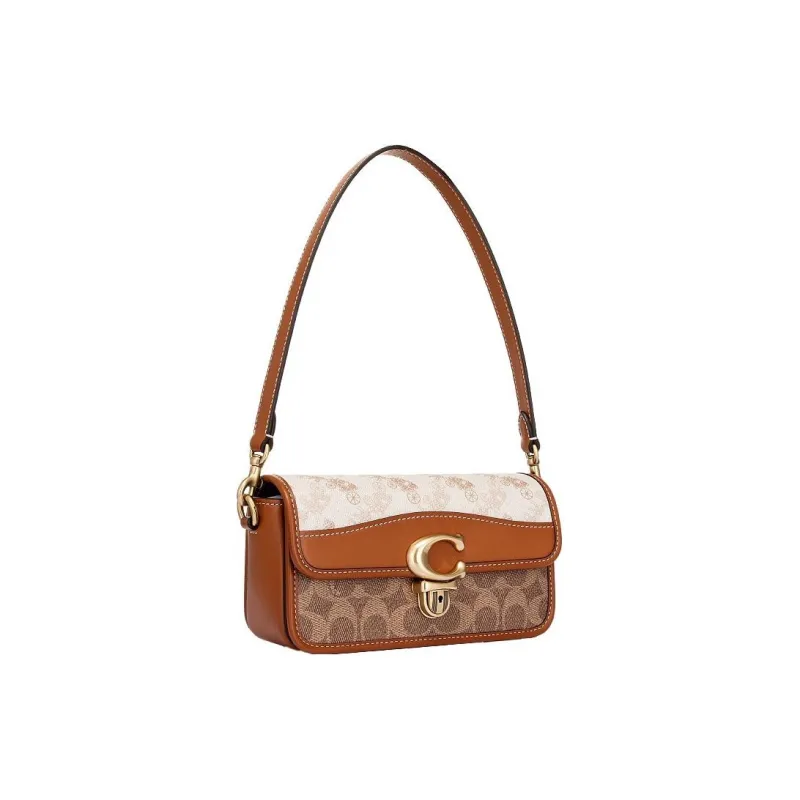 COACH Studio Cow Leather Baguette Bag Shoulder Bag Crossbody Bag Regular Women's Brown-1