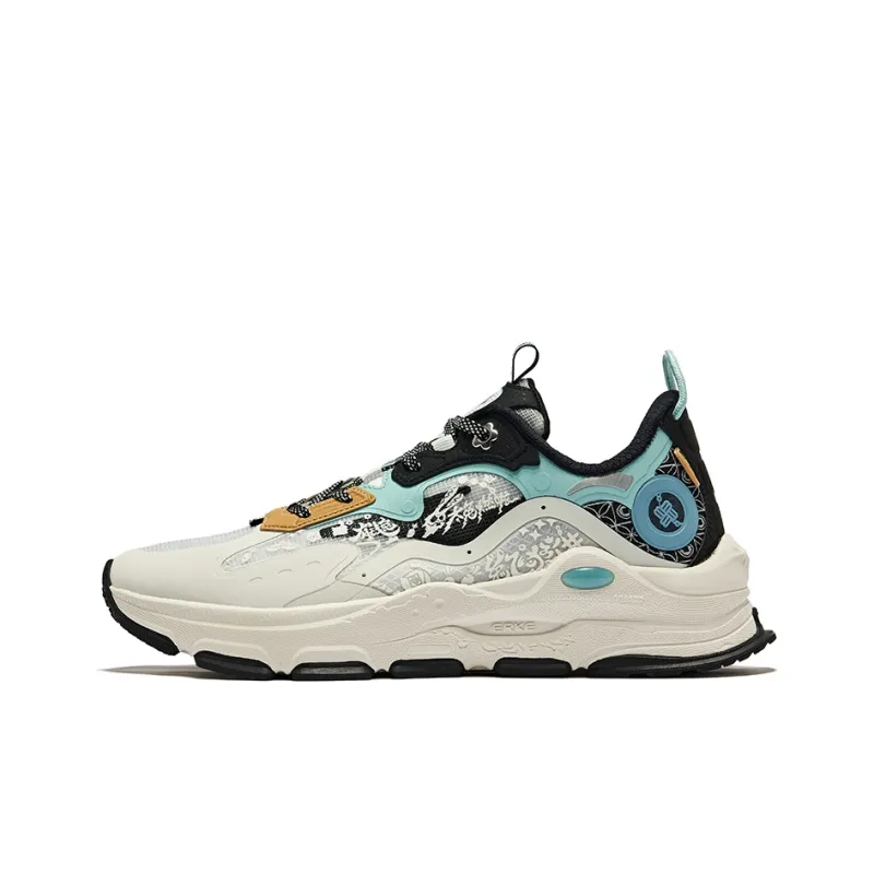 Erke Anti Slip Wear Resistant Low Top Running Shoes Men's Microcrystal White Delight Light Blue-0