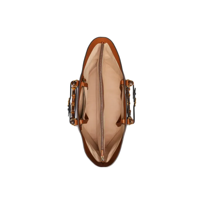 GUCCI Diana Leather Tote Bag Shopping Bag Shoulder Bag Handbag Large Size Women's Brown-6