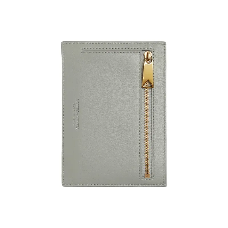 Bottega Veneta Intrecciato Sheepskin Card Holder Passport Holder Women's Agate Gray-1