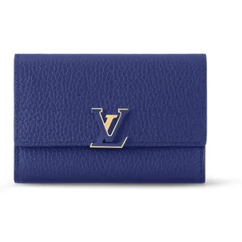 LOUIS VUITTON Capucines Taurillon Leather Wallet Regular Women's Enamel Blue