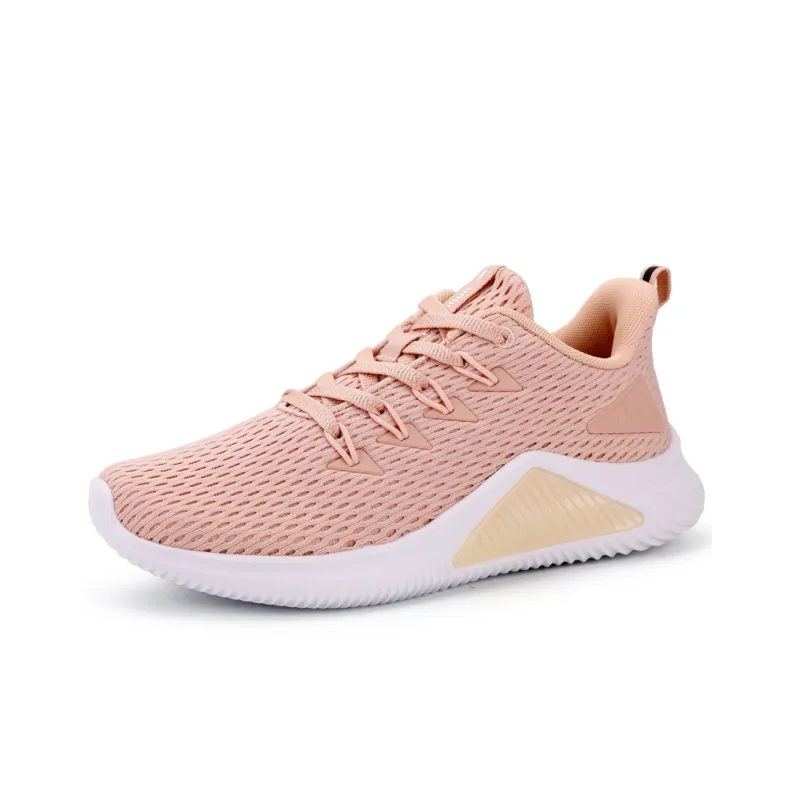 QIAODAN Anti-Slip Wear-Resistant Breathable Lightweight Low-Top Running Shoes Women's Pink White-2