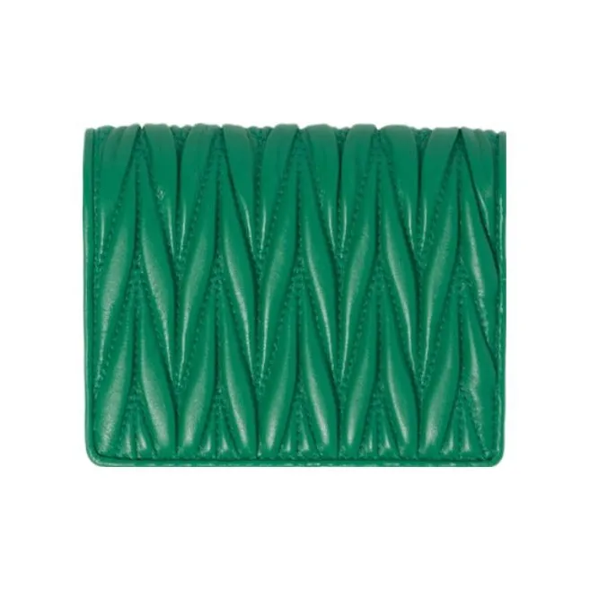 MIU MIU Matelassé Leather Wallet Small Size Women's Mango Green-2
