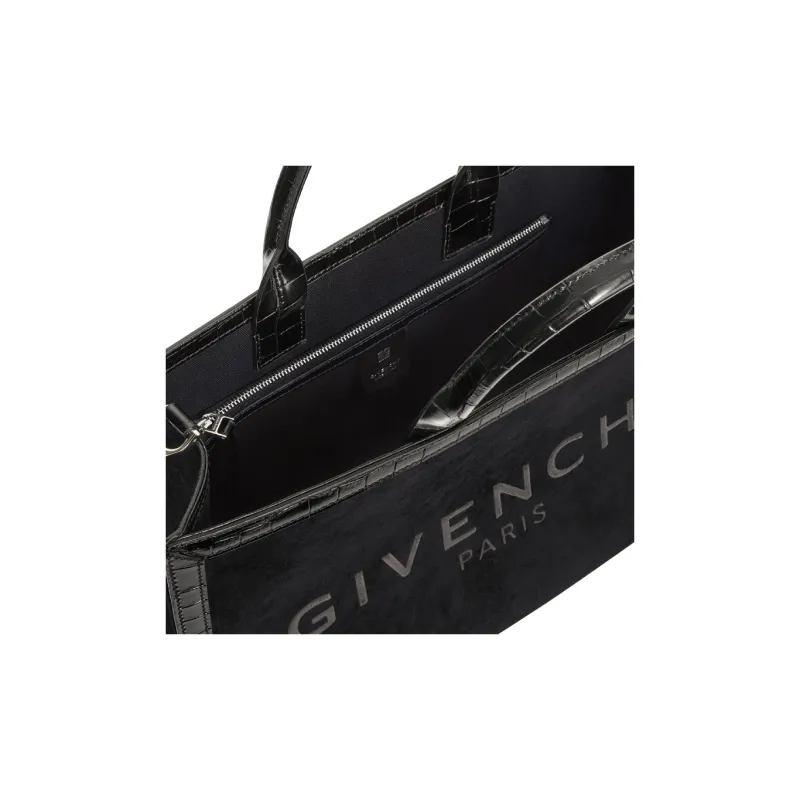 GIVENCHY G-Tote Suede Cow Leather Tote Bag Shopping Bag Handbag Medium Size Women's Black-4