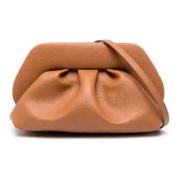 THEMOIRE Bios Calfskin One Shoulder Crossbody Clutches Women's Caramel Brown