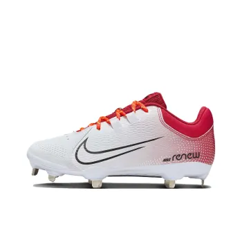 Nike Hyperdiamond 4 Durable Breathable Low Top Training Shoes GS White Red
