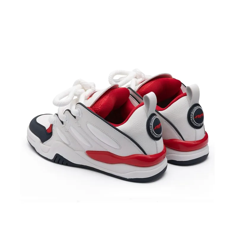 ABCIU Anti Slip Wear Resistant Low Top Skateboard Shoes Unisex White Blue Red-6