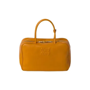 MIU MIU Leather Shoulder Bag Crossbody Bag Handbag Women's Pomegranate Yellow