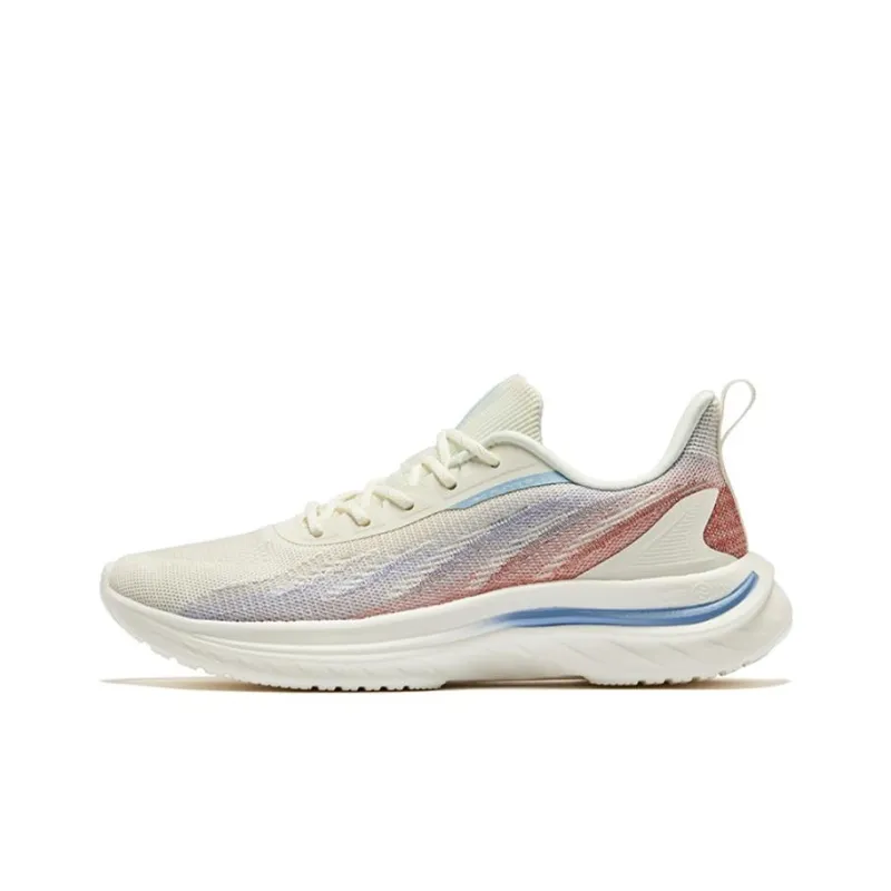 Erke Cushioning Wear-Resistant Low-Top Running Shoes Women's White Blue-0
