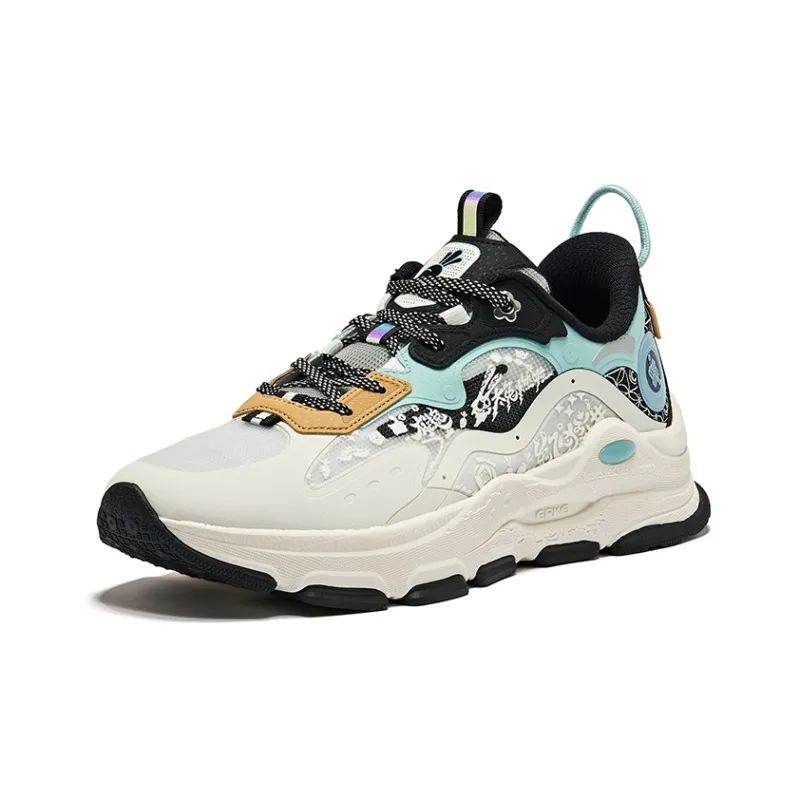 Erke Anti Slip Wear Resistant Low Top Running Shoes Men's Microcrystal White Delight Light Blue-2
