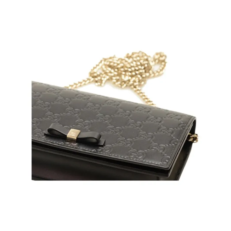 GUCCI Leather Wallet Shoulder Bag Crossbody Bag Regular Women's Black-5