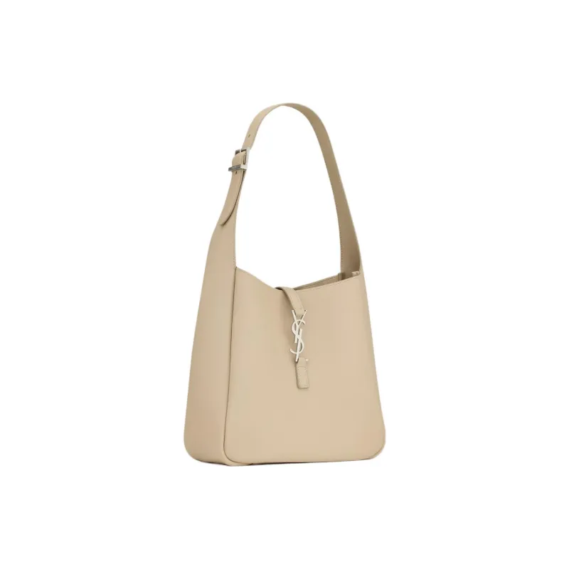 SAINT LAURENT LE5A7 Leather Hobo Bag, Handbag, Shoulder Bag Women's Sea Salt Color-1