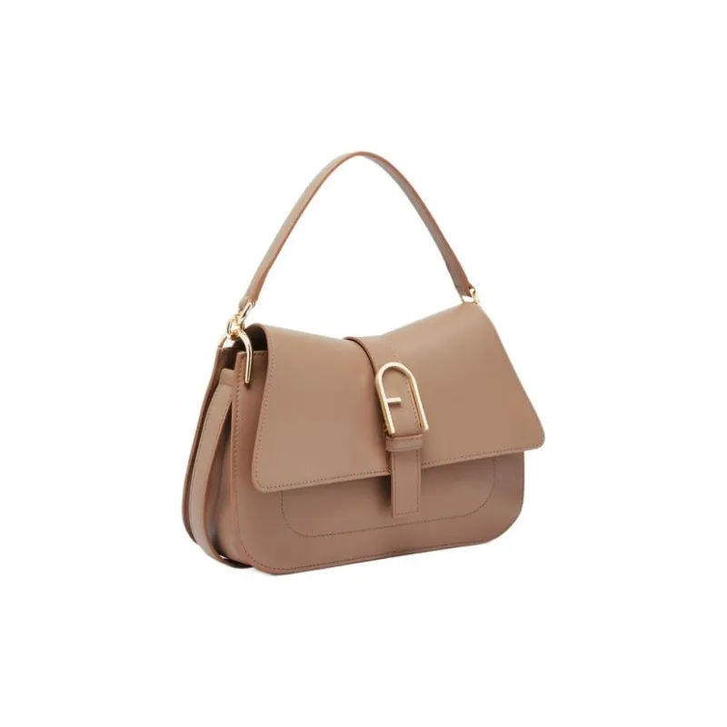 Furla Calfskin Shoulder Bag, Crossbody Bag, Handbag Medium Size Women's Gray Coffee-1