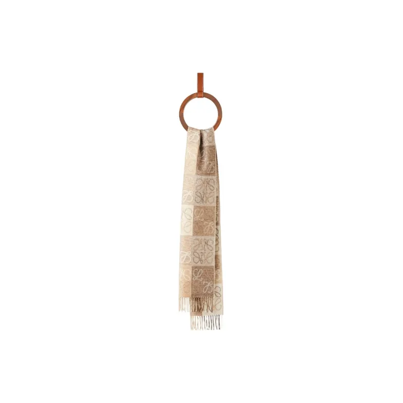 LOEWE Knit Scarves Unisex White/Beige-0