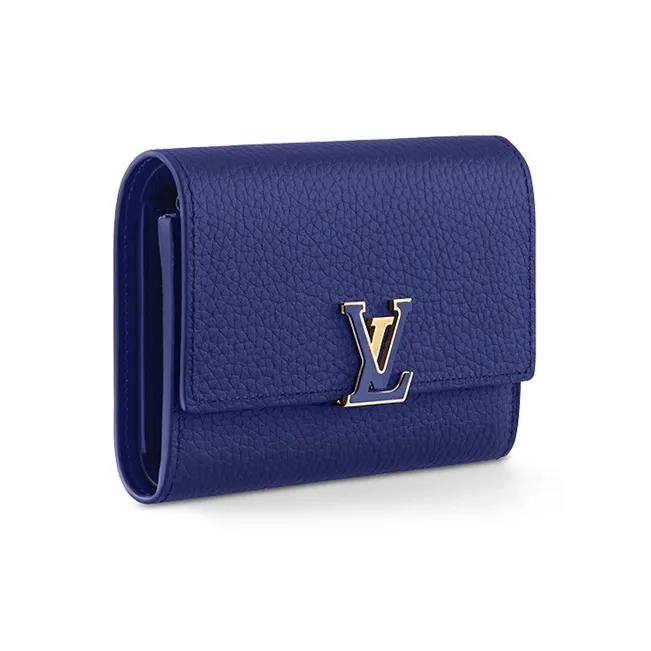 LOUIS VUITTON Capucines Taurillon Leather Capson Wallet Regular Women's Enamel Blue-1